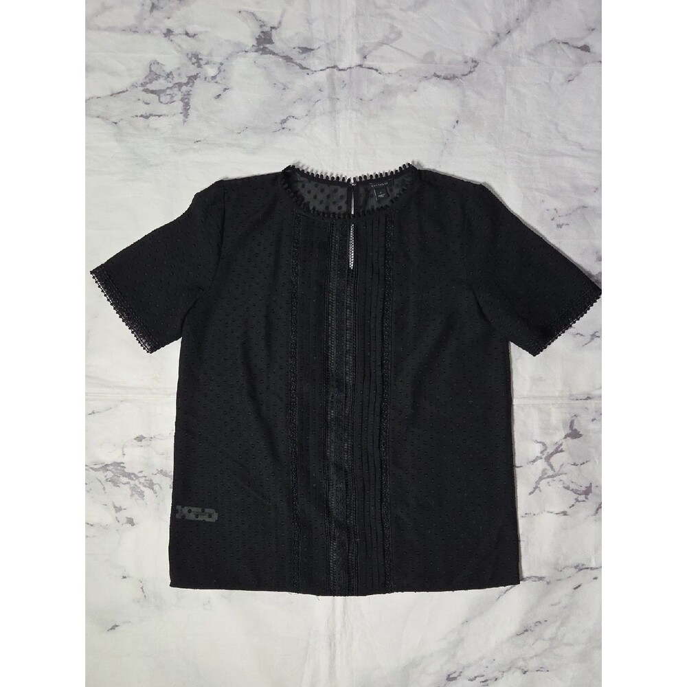 Ann Taylor Swiss Dot Black Sheer Blouse